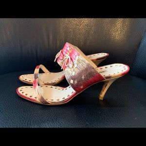 Manolo Blahnik Red Lizard Ombré Sandals
